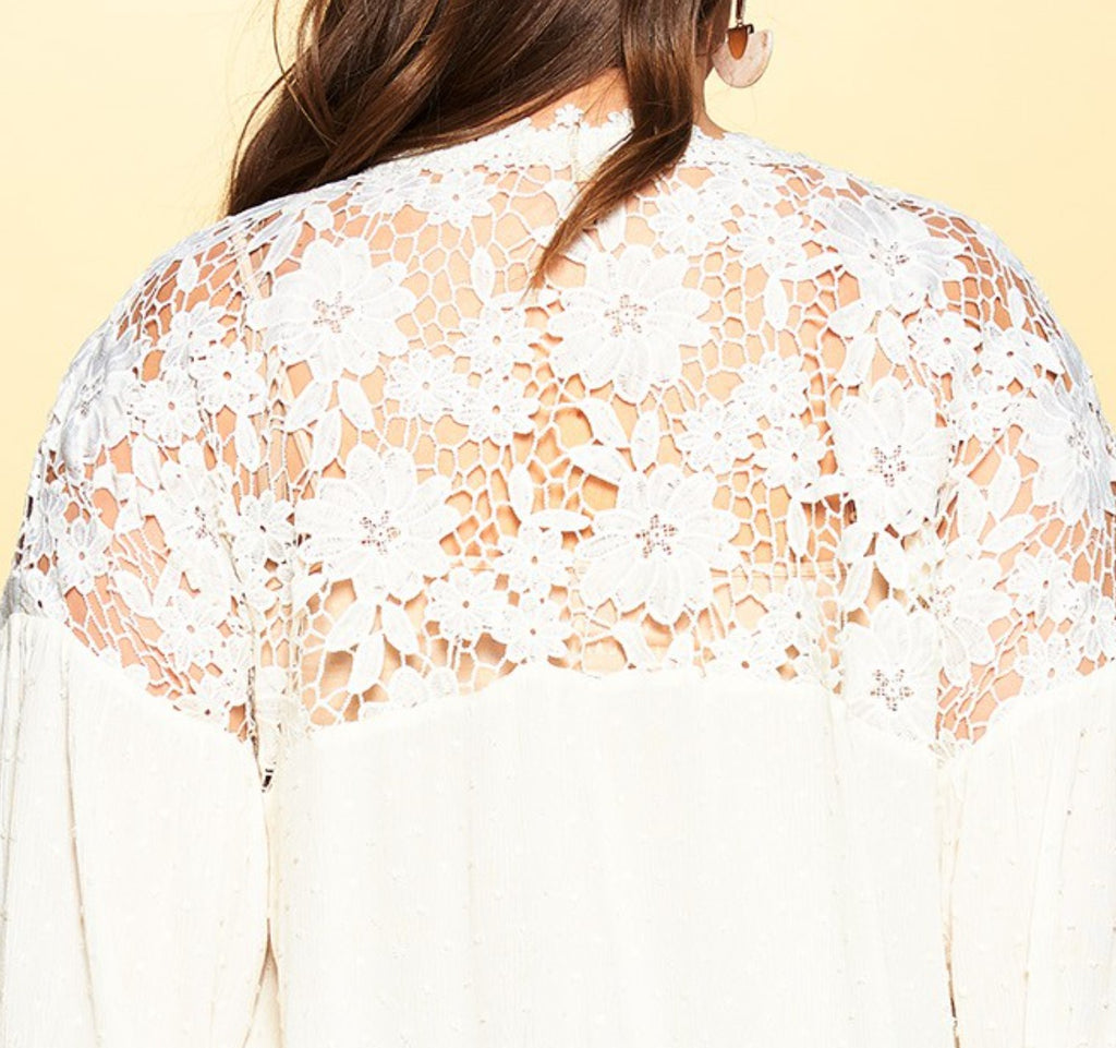 Lace Blouse in Off White --------Sale