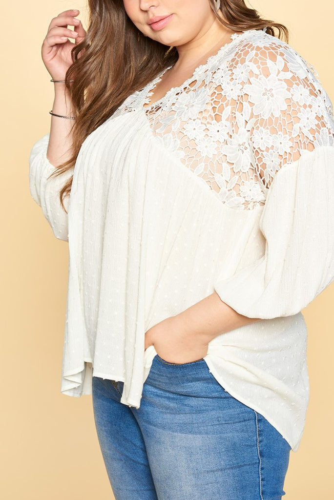 Lace Blouse in Off White --------Sale