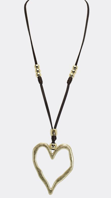 VICTORIAN RUSTIC SET HEART NECKLACE & EARRING GOLD COLOR