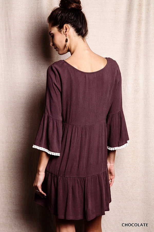PESANT LOVELY DRESS  - BROWN - SALE [product vendor] - Life is Chic Boutique