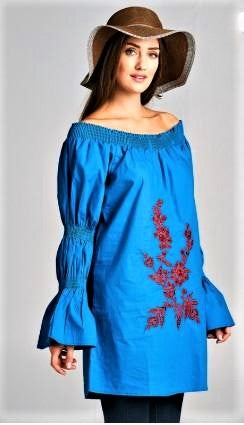 GO GIRL STYLISH BOHO EMBROIDERED DRESS IN BLUE-------sale