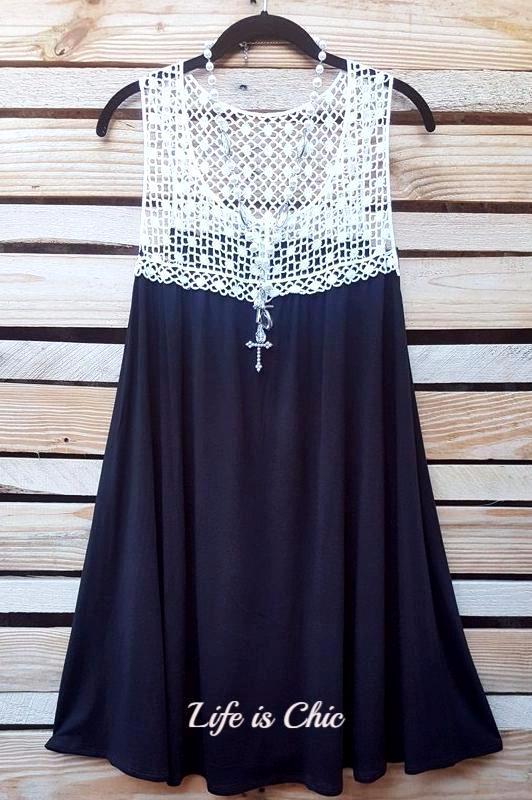 DREAMS OF YOU LACE DRESS IN BLACK & DOVE [product vendor] - Life is Chic Boutique