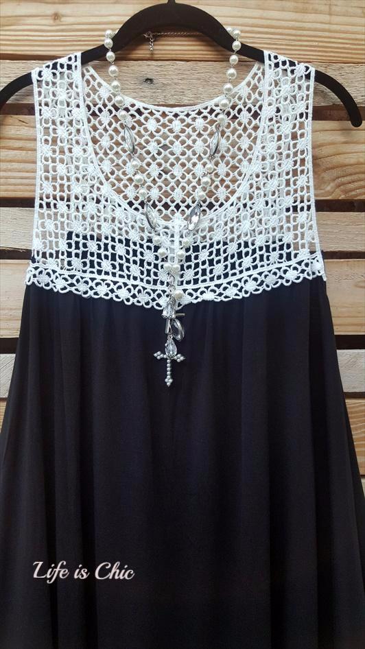 DREAMS OF YOU LACE DRESS IN BLACK & DOVE [product vendor] - Life is Chic Boutique