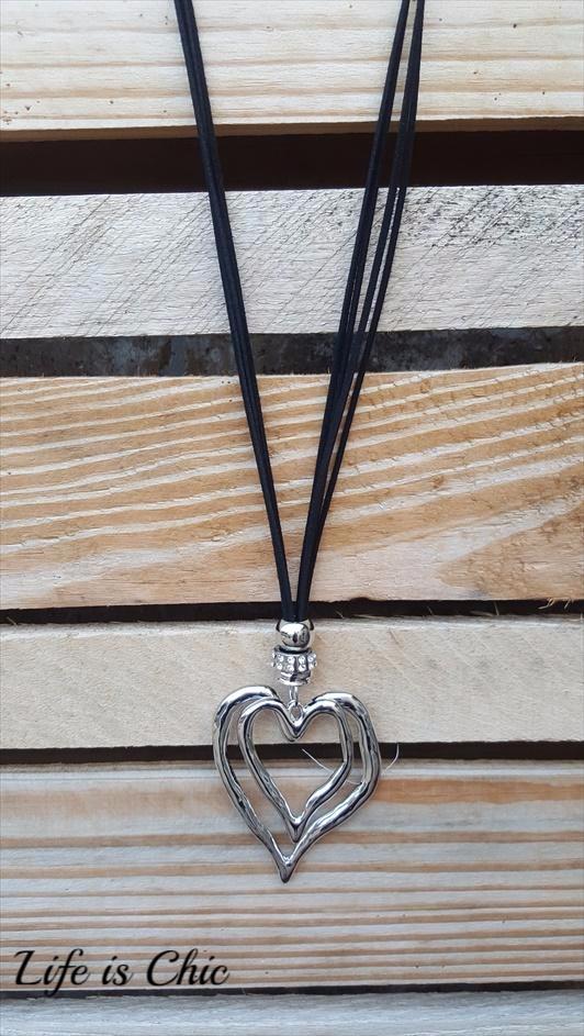 HEART ON HEART DESIGN NECKLACE [product vendor] - Life is Chic Boutique