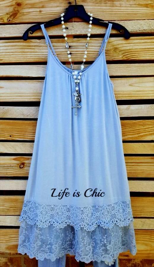 FOREVER MINE LACE LAYERING DRESS EXTENDER SLIP IN BLUE [product vendor] - Life is Chic Boutique