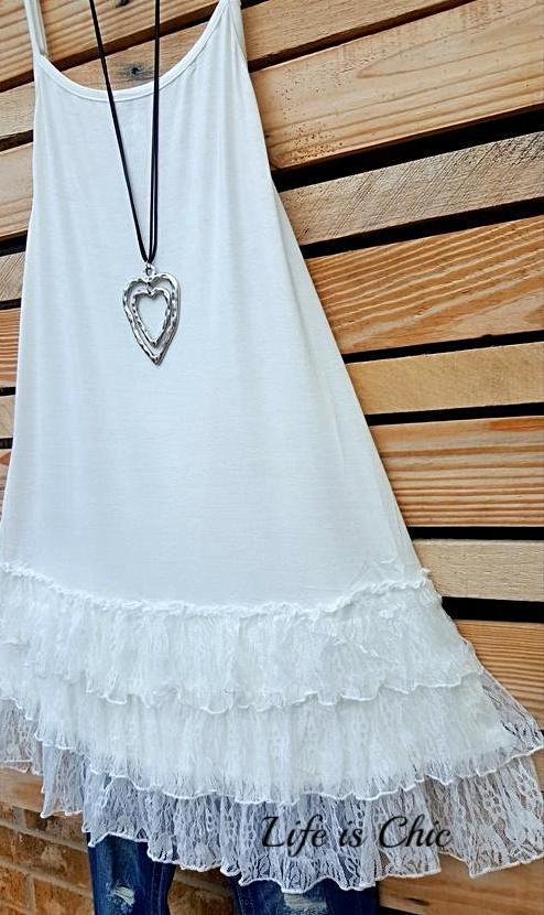 LOVE OF MY LIFE LACE SLIP CAMISOLE DRESS IN WHITE [product vendor] - Life is Chic Boutique