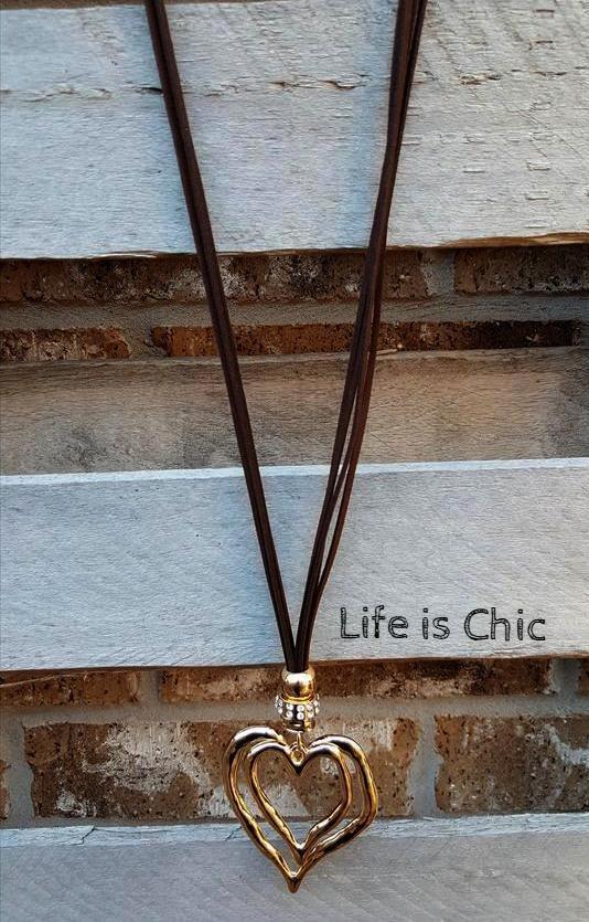 HEART ON HEART DESIGN NECKLACE - GOLD COLOR [product vendor] - Life is Chic Boutique