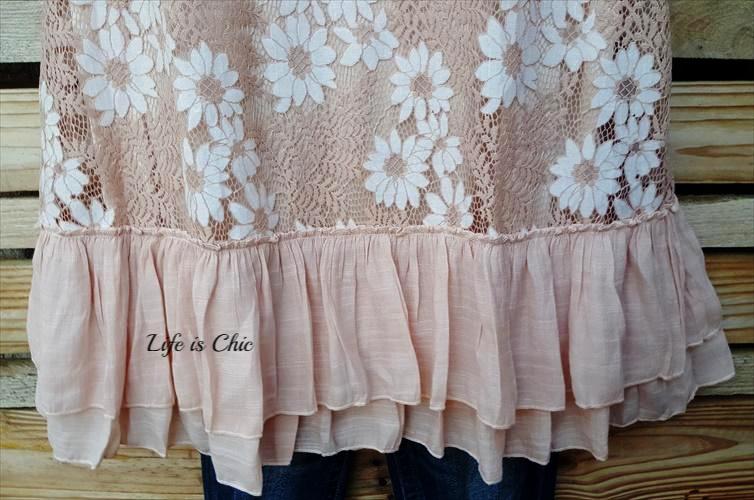 PERFECTLY POSH & STILL COMFY FLORAL LACE TUNIC, NUDE [product vendor] - Life is Chic Boutique