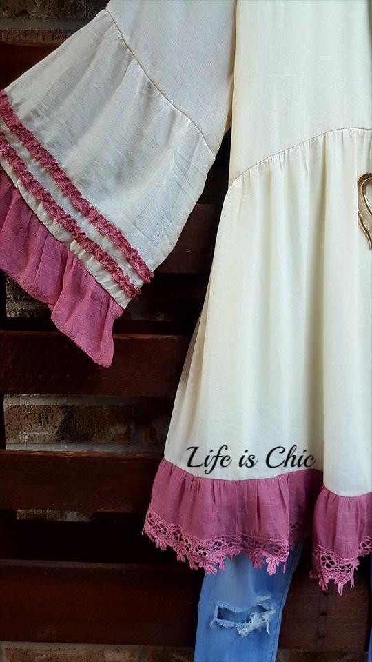 BOHEMIA WINDS TUNIC IN BEIGE & MAUVE [product vendor] - Life is Chic Boutique