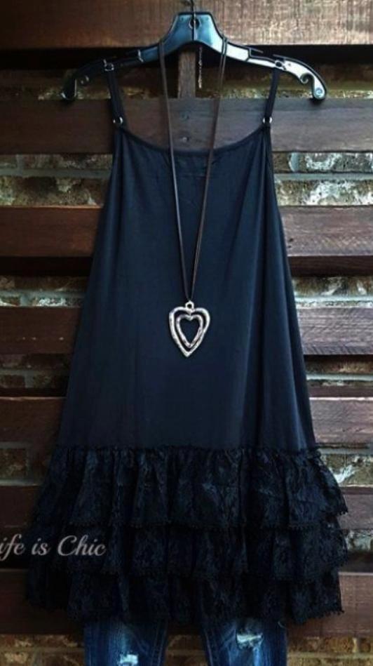 INSPIRED BY YOU LACE LYCRA EXTENDER SLIP DRESS IN BLACK [product vendor] - Life is Chic Boutique