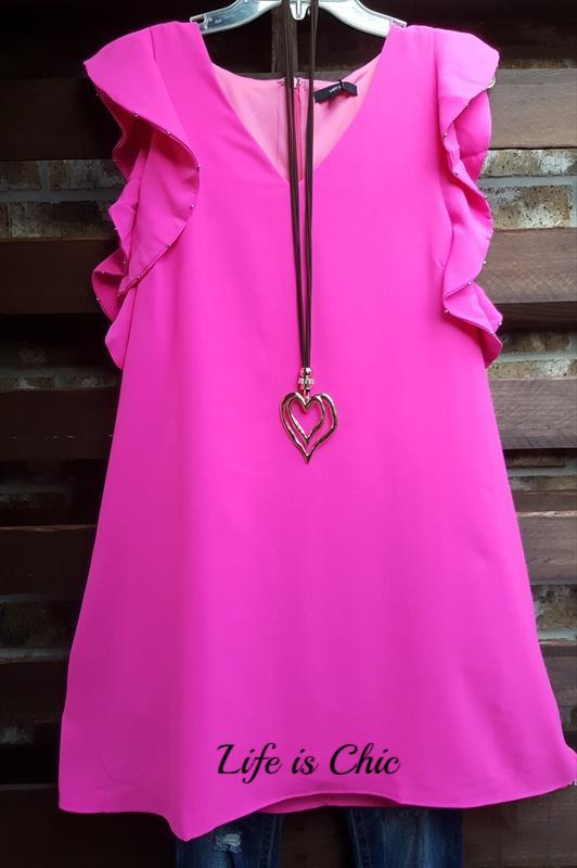 FAB EMBELLISHED DETAIL TUNIC IN PINK [product vendor] - Life is Chic Boutique