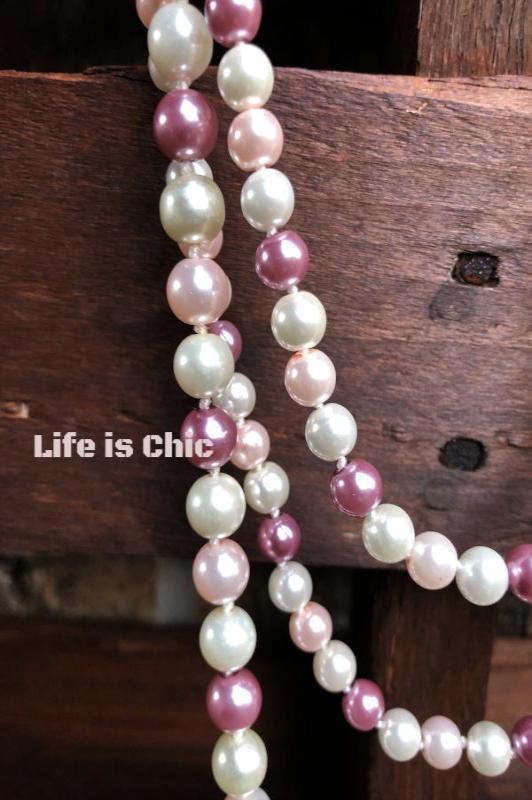 LAYERED MIX PEARL BEAD NECKLACE IN LAVENDER AND PINK [product vendor] - Life is Chic Boutique