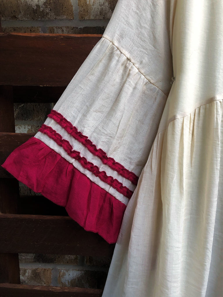 BOHEMIA WINDS TUNIC IN BEIGE AND CRIMSON [product vendor] - Life is Chic Boutique