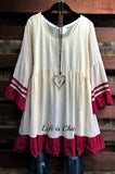 BOHEMIA WINDS TUNIC IN BEIGE AND CRIMSON [product vendor] - Life is Chic Boutique