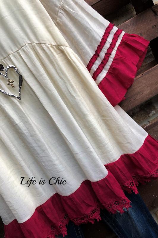 BOHEMIA WINDS TUNIC IN BEIGE AND CRIMSON [product vendor] - Life is Chic Boutique