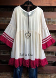 BOHEMIA WINDS TUNIC IN BEIGE AND CRIMSON [product vendor] - Life is Chic Boutique