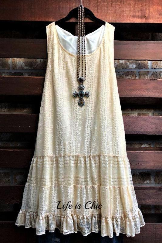 Beige Lace Sleeveless Dress------------Sale