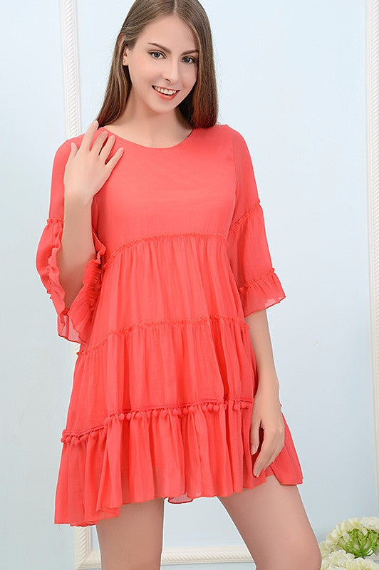 Graceful Glamour Dress - Coral [product vendor] - Life is Chic Boutique