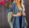Authentic Beauty Crochet Kimono in Blue and Multi-Color