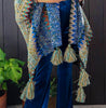Authentic Beauty Crochet Kimono in Blue and Multi-Color