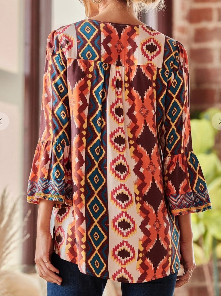 BLOOM INTO BEAUTY EMBROIDERED TOP IN MULTI-COLOR ----------- SALE