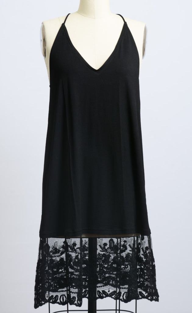 SLIP DRESS LAYERING EXTENDER IN BLACK