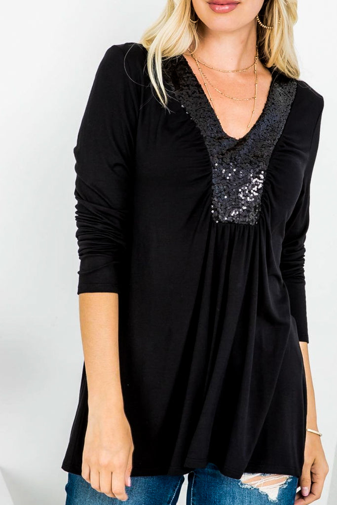 SEQUIN 6-14 TOP IN BLACK-------SALE