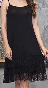Only In My Heart Black Lace Camisole Slip Dress Extender-------Sale