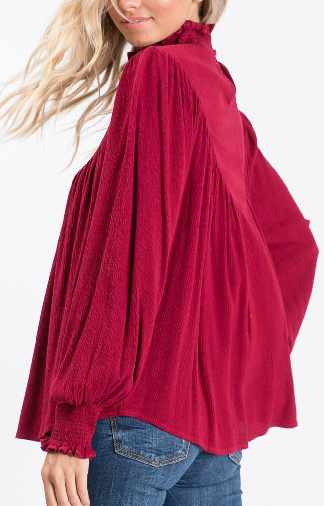 EMBROIDERED TOP IN BURGUNDY --------- SALE
