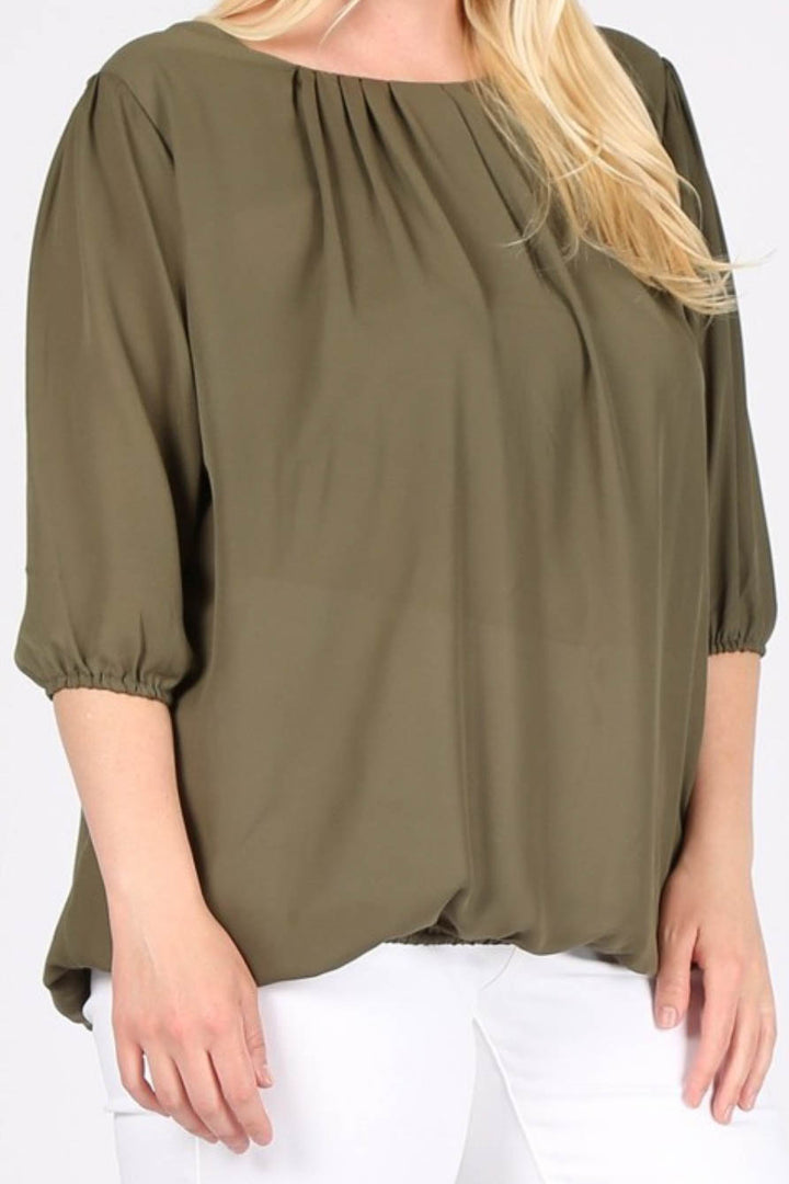 Blouse Plus Size in Olive --------Sale