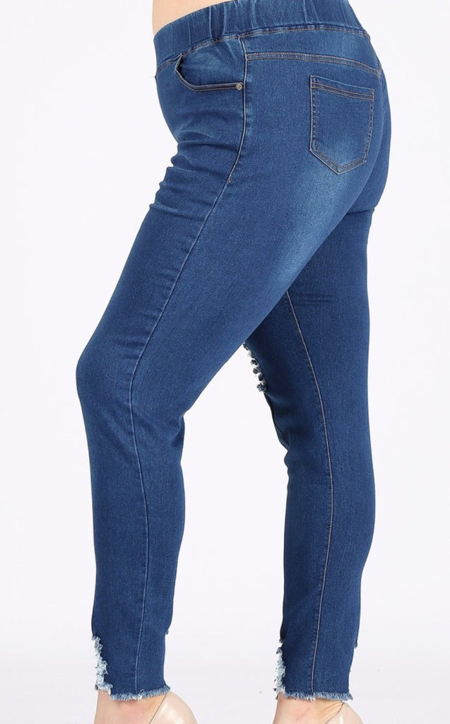 LET'S GO DISTRESSED SKINNY JEGGINGS DENIM PLUS SIZE