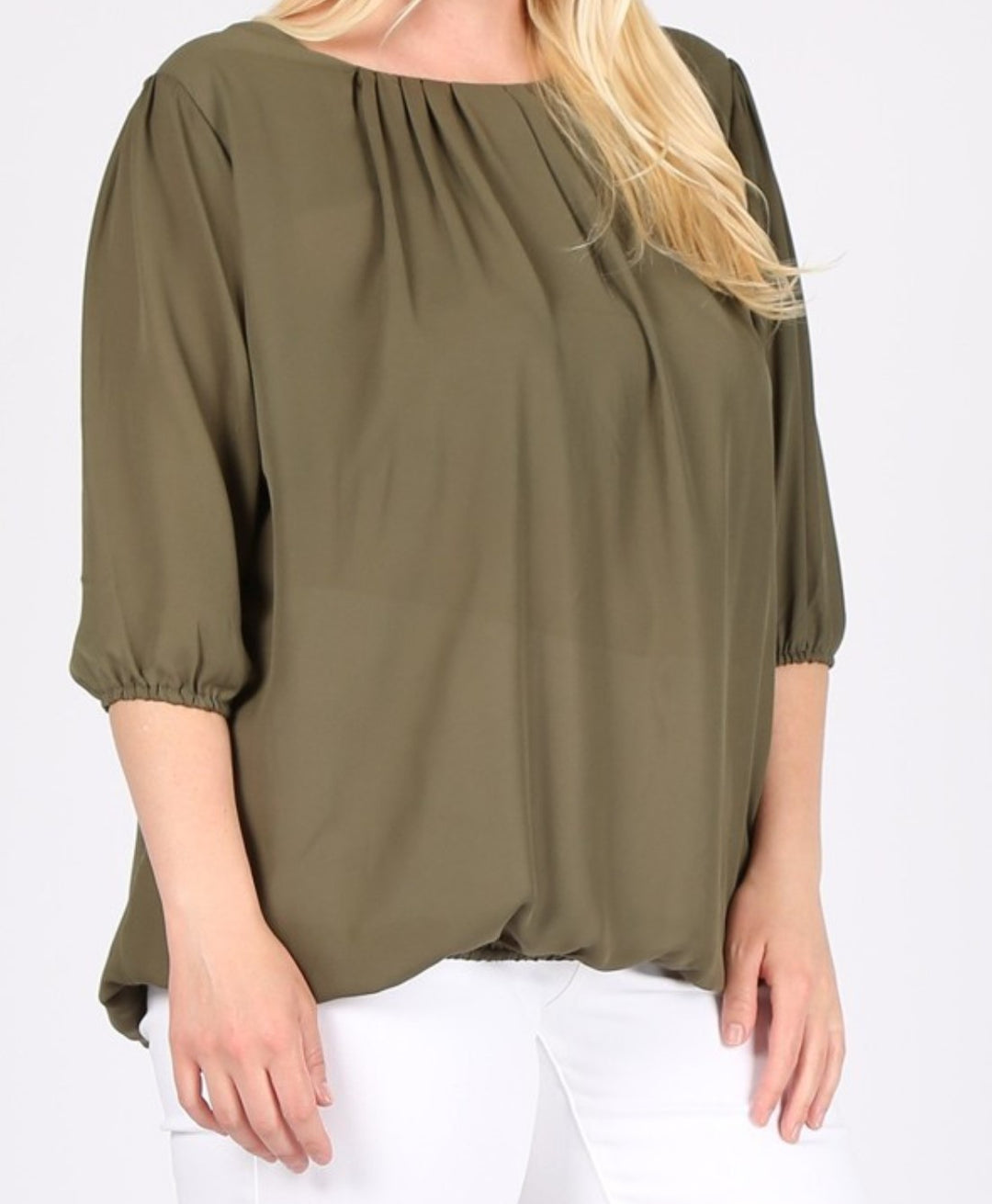 Blouse Plus Size in Olive --------Sale