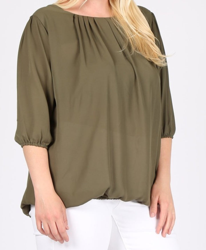 Blouse Plus Size in Olive --------Sale