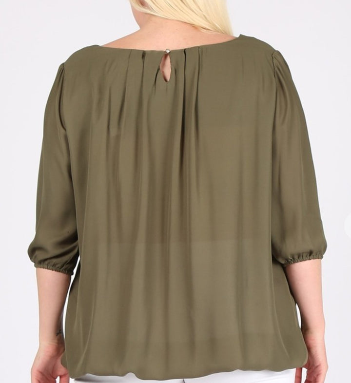 Blouse Plus Size in Olive --------Sale