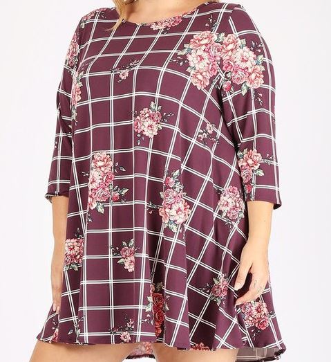 FLORAL TUNIC IN WINE---------sale