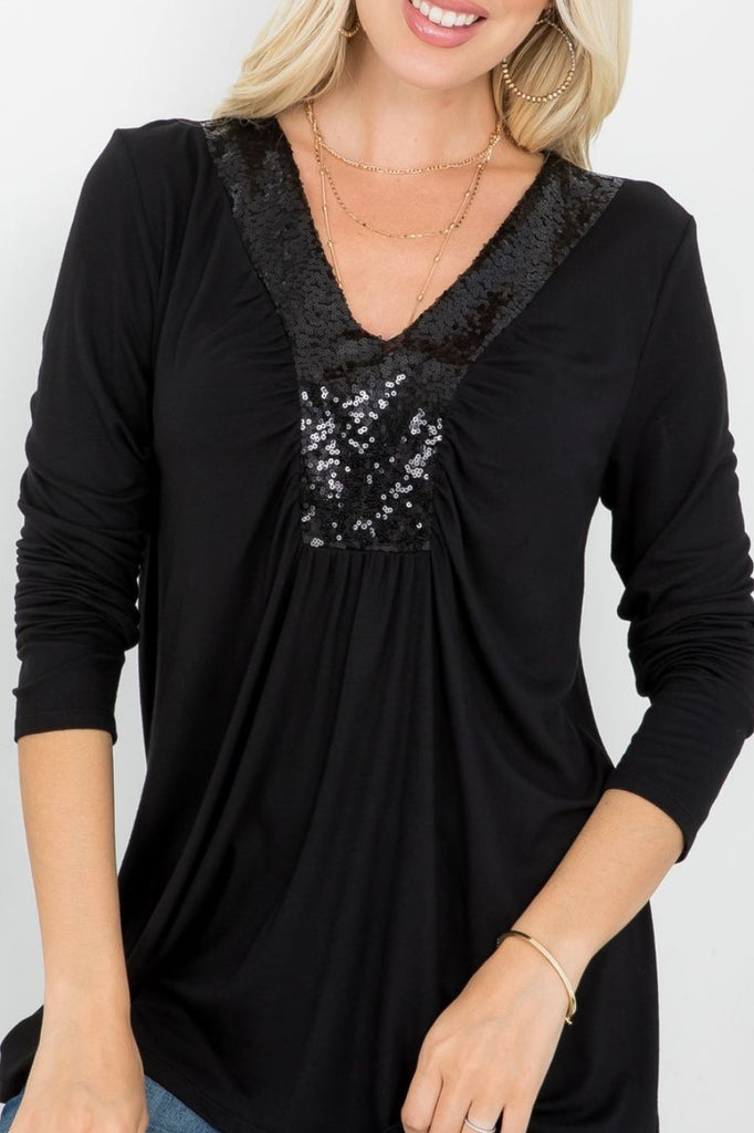 SEQUIN 6-14 TOP IN BLACK-------SALE