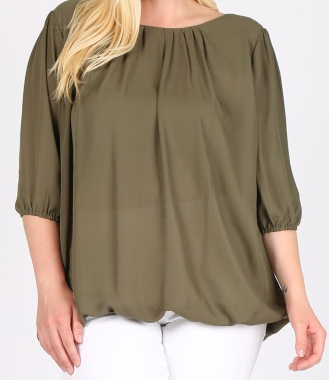 Blouse Plus Size in Olive --------Sale