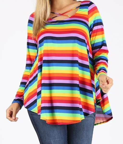 COLORS OF THE RAINBOW LONG SLEEVE TOP ---- sale