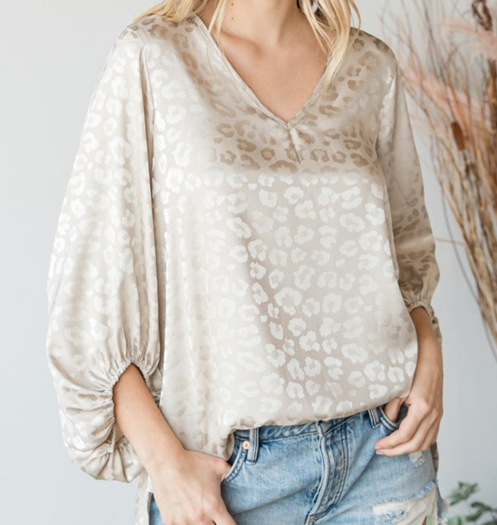 TIMELESS GLAMOUR SATIN BLOUSE IN CHAMPAGNE ------- SALE