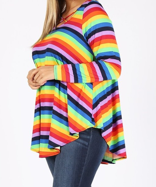 COLORS OF THE RAINBOW LONG SLEEVE TOP ---- sale