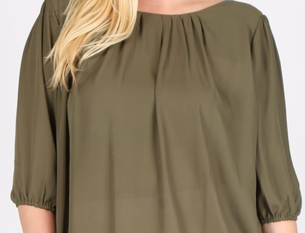 Blouse Plus Size in Olive --------Sale