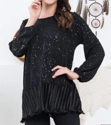 GLAMOUR PRETTY SPARKLE BLOUSE IN BLACK SIZE --------sale