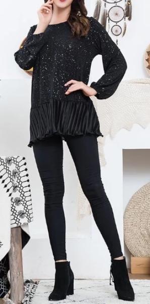 GLAMOUR PRETTY SPARKLE BLOUSE IN BLACK SIZE --------sale