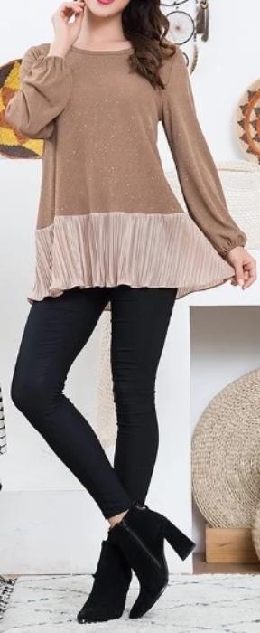 Glamour Sparkle Blouse in Mocha Size Small S - 2X------sale