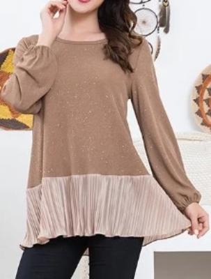 Glamour Sparkle Blouse in Mocha Size Small S - 2X------sale