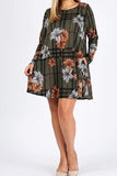 You Are My Forever Floral Sweater Dress in Olive-------------------SALE