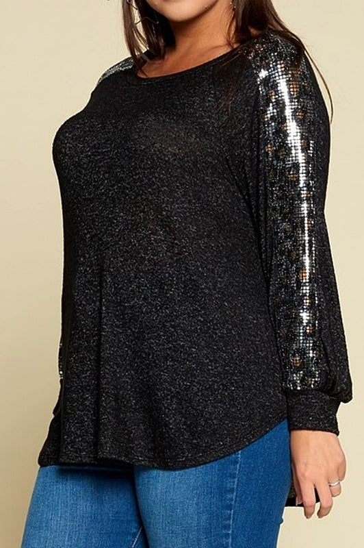 SEQUIN 2X BLACK TOP --------SALE