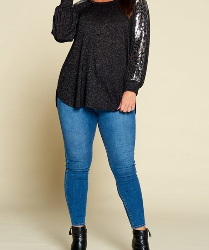 SEQUIN 2X BLACK TOP --------SALE