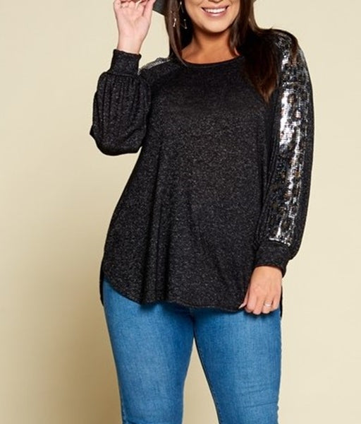 SEQUIN 2X BLACK TOP --------SALE