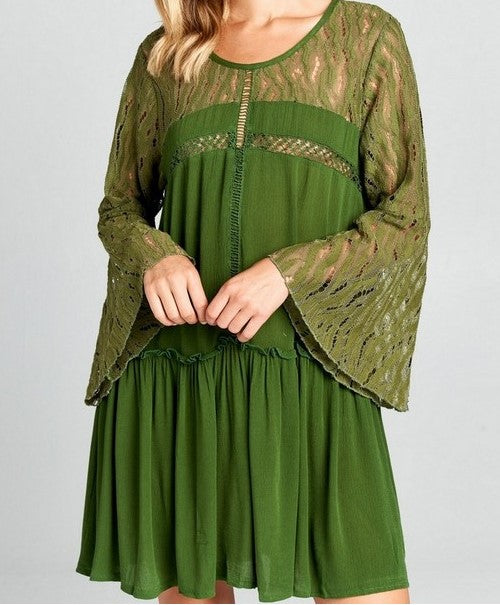 LOVED BY ME LACE DRESS IN OLIVE Size 6-12------------sale